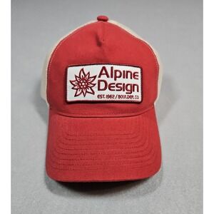 Alpine Design Mens Red Mesh Trucker Hat Snapback Baseball‎ Cap - One Size - NWT